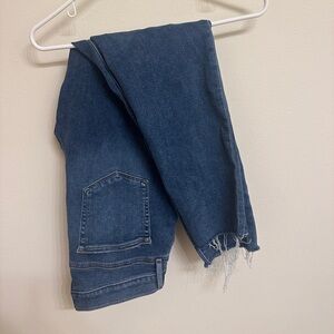 Loft The Skinny Dark Wash Raw Hem Jean